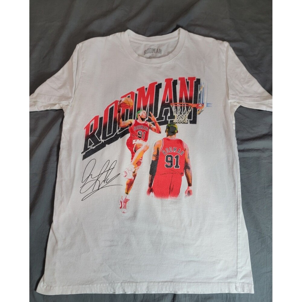 NBA Dennis Rodman Chicago Bulls T-Shirt Medium Retro Graphic Tee 91 NBA Legend